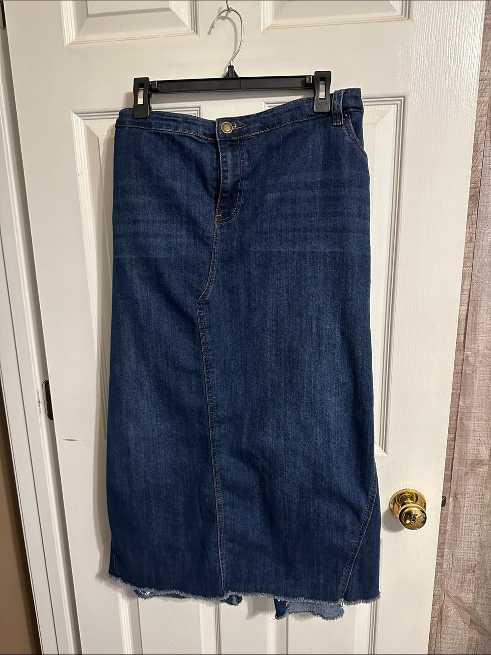 Dark Blue Denim Midi Skirt